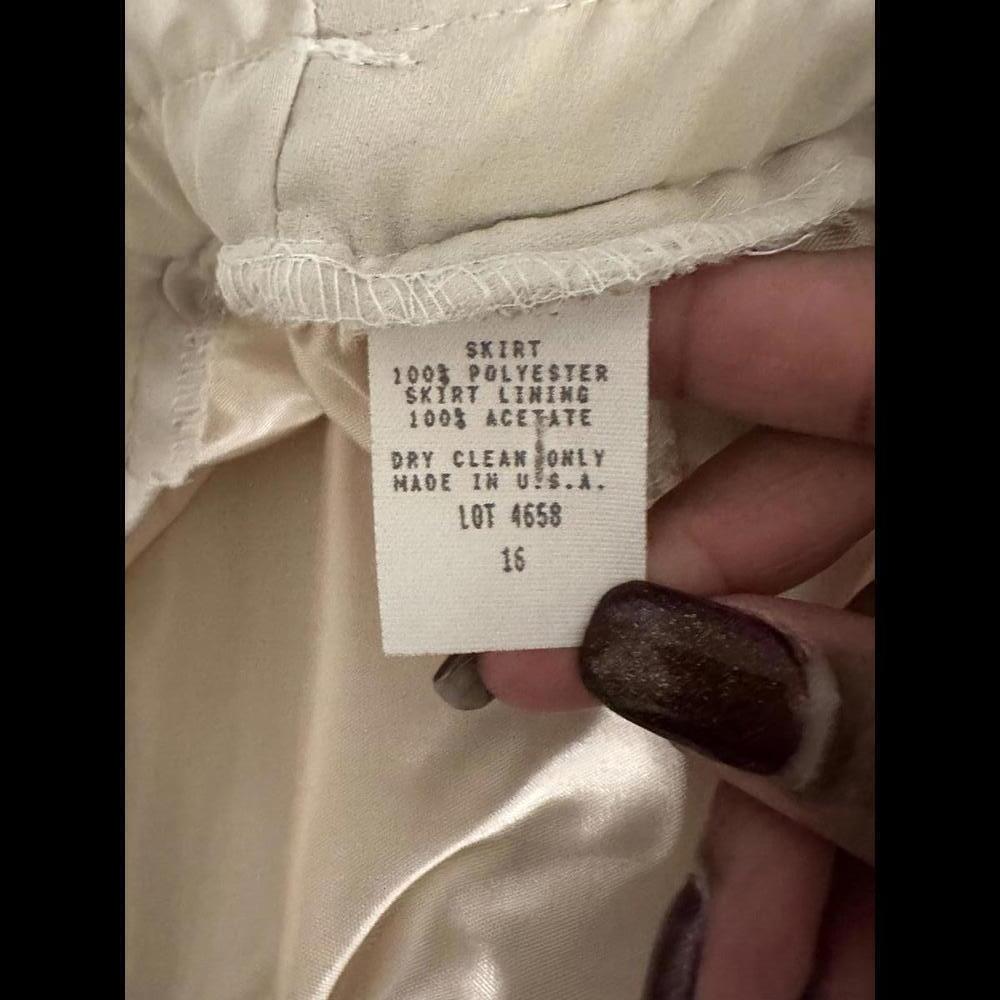Vintage preppy minimalist light academia cream pleated midi skirt  Size 16 - Picture 3 of 3